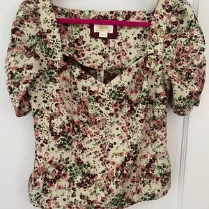 Anthropologie Maeve Floral Blouse - Red and Green